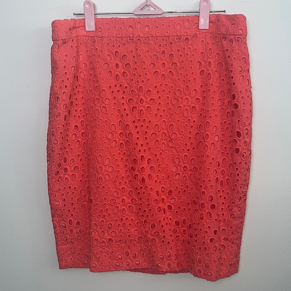 J. Crew Pink Floral Lace Pencil Skirt 8